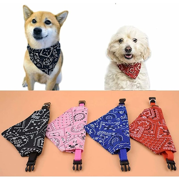 Halsband med bandana för hund, 3 justerbara bandanatrikanglar för husdjur, bandana hundhalsduk, hund- och katthalsduk, halsduksaccessoarer för djur (L)