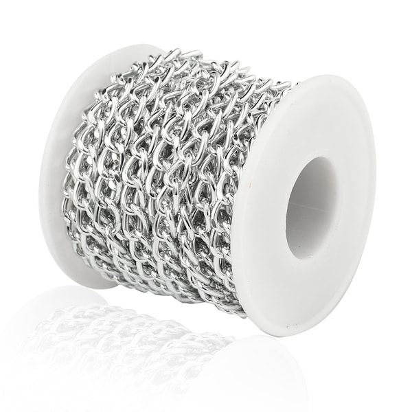 Håndlavet halskæde halvfabrikat (sølv), metalkæde DIY smykketilbehør, bagagekæde aluminiums kæde
