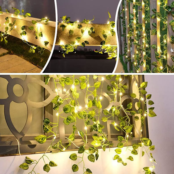 Utomhus solcellslampor, 50LED 5M/16.4Ft Vattenmelonblad ljusslingor 8 mönster utomhus, lämplig för Halloween, jul, bröllop och födelsedag