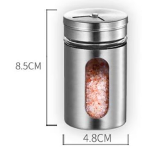 Set med 1 100 ml rostfria kryddburkar - Med insyn i burken och 3 strömlägen