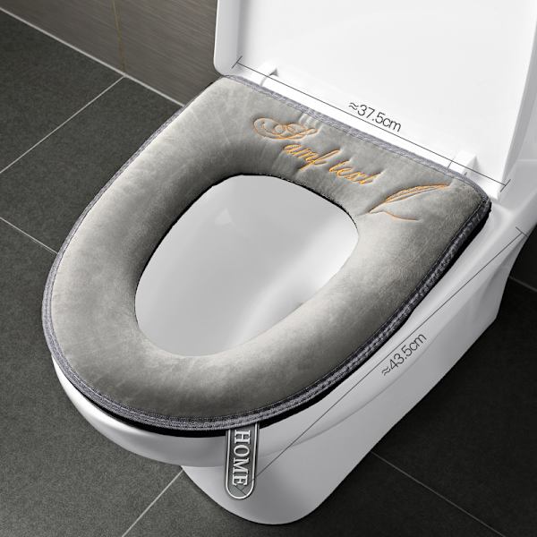 2 pakka paksumpia pehmeitä wc-istuimen kansia Wc-istuimen kannet Wc-istuimen kansi Pehmeä paksu tyyny Pestävä Sopii kaikkiin soikeisiin wc-istuimiin（Harmaa）