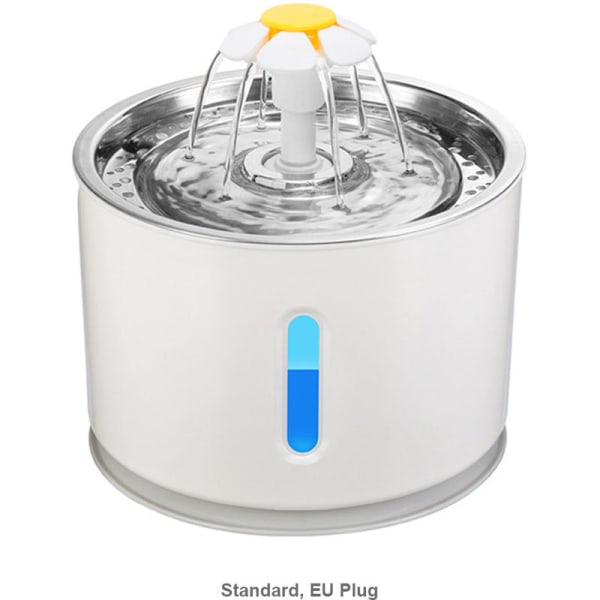 Intelligent rustfrit stål skive kæledyr vandmangel vanddispenser selv-sluk med natlampe, standardversion, grå