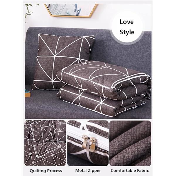 Tæppe Tykt Foldbart Pude Rygstøtte Kontor Varmt Tæppe Quilt Lynlås Lukning Hjemmeindretning (Størrelse: 40X40cm (Udvid 100X150cm) Ternet