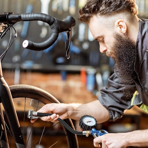 Schrader-ventilslang för cykelpump, förlängningsslang för däckpump (20 cm), hane till gummislang för däckpump, och 2 st biladapterventiler
