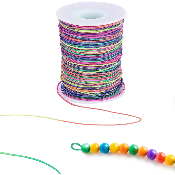 100 m elastisk ledning 1 mm regnbuefarve elastisk ledning Craft ledning elastisk