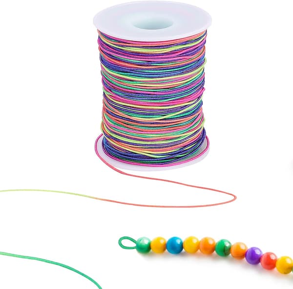 100m Elastisk Snøre 1mm Regnbuefarvet Elastisk Snøre Håndværkssnor Elastisk Tråd til Armbånd og Håndværk