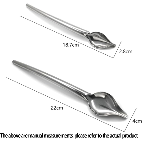 Sett med 2 Dekorasjonskjeer i Rustfritt Stål, Fjærskjeer, Sjokoladeskjeer, Kakedekorasjoner, DIY Dekorasjonskjeer, Kremet Fudge-Saus Pass Ac