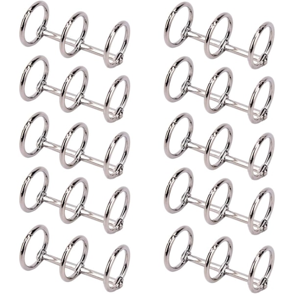 10 st Metall Lösblad Bindemedel Ringar DIY Fotoalbum Ringar Skrivbordskalender Cirkel 3 Ringar Bokring Anslutning för Scrapbooking (Silver)