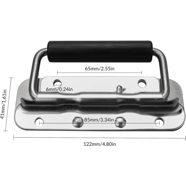 2 st fjäderhandtag i metall för resväskor, 122 x 41 mm, rostfritt stål