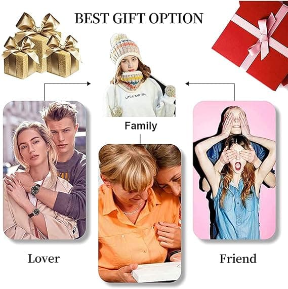 Fleecefodrad kvinnlig stickad mössa halsduk set flickor vinter skidmössa(Beige)