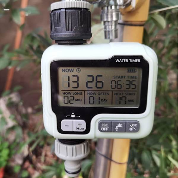 Sprinkler Timer, Garden Hose Watering Timer, Programmerbar bevattningssystem Vattningstimer med stor skärm för gräsmatta