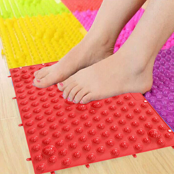 Fotmassasje Matte Akupressur Matte Fot Refleksologi Gående Tåplate Massasje Pude Bad Matte Yogamatte Antiskli Matte Utespill 2 STK, rød