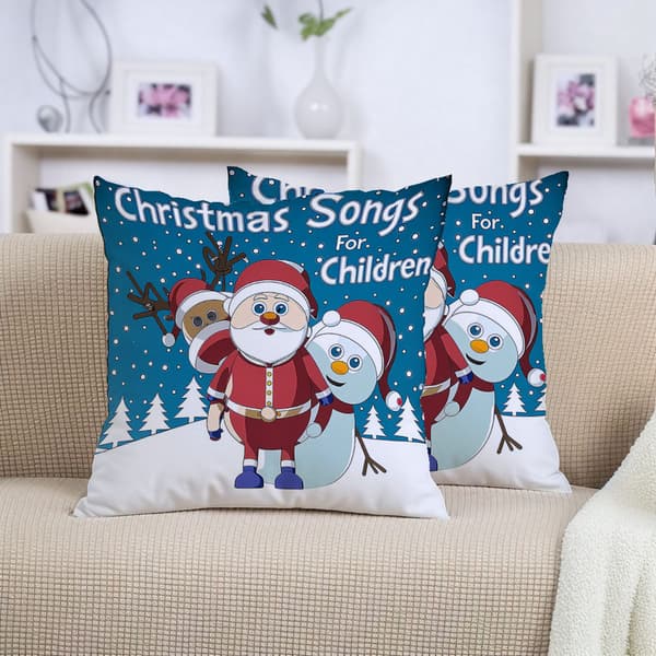 Jul Linne Kuddfodral Jul Dekorativ Kudde Soffa Tryck Tomte Snögubbe Älg Kudde (1 st)