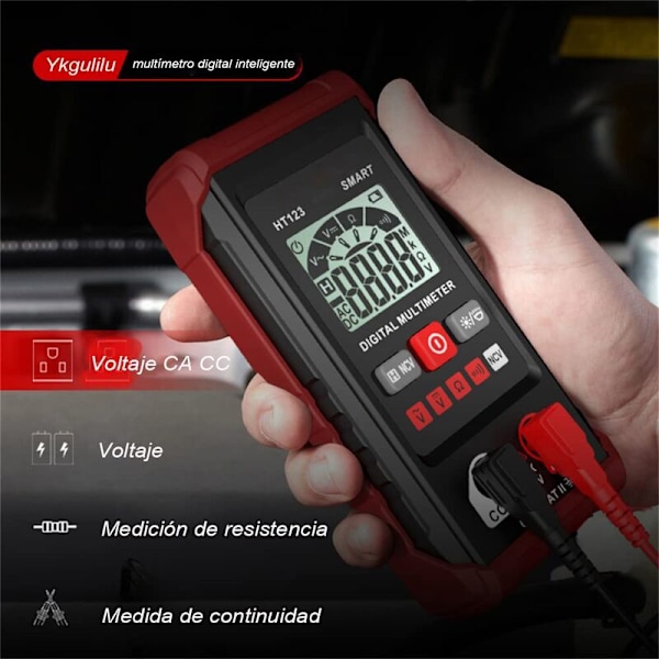 Digital multimeter, multifunktionell voltmeter 2000 punkter, AC- och DC-spänningsmätning, resistans, kontinuitet, NCV, detektering av neutral och under t