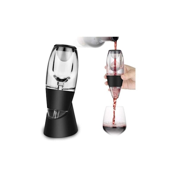 Sort Decanter R vinlufter med stabil støtte og Decanteu rejsetaske til rødvin karaffel gaveæske