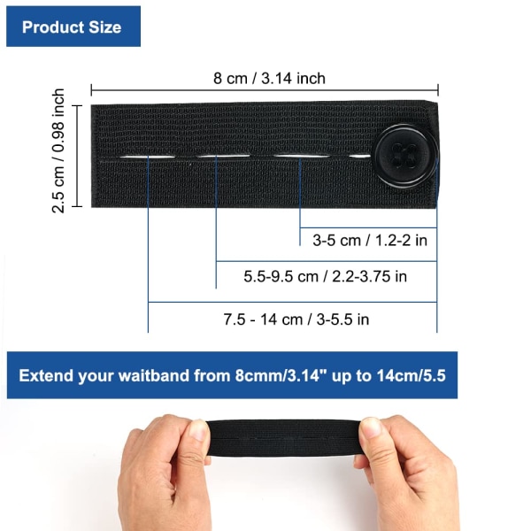 5-pack byxor stretchers, byxknappsförlängare, justerbar elastisk knappstretch i gummi, byxknapp för gravidbyxor, för jeans, P