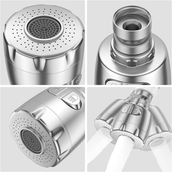 Vattenkran Sil, 360° Svängbar Kran Sil, Vattenkran Sil, Vattenbesparande Kran Filter Regulator Spray Huvud Munstycke för Kök Badrum, 2 Lägen,