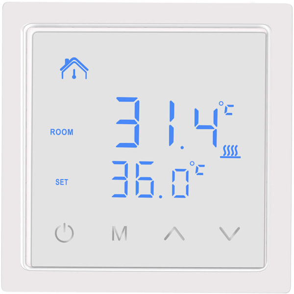Intelligent termostat 16A Golvvärme temperaturkontroll med LED-touchskärm 85-265V Elektrisk värmekontroll, Vit vit värmekontroll