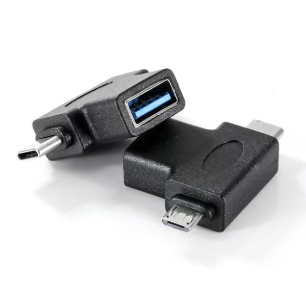 2 Pack OTG Converter 2 i 1 USB 3.0 til Micro USB og USB C han t