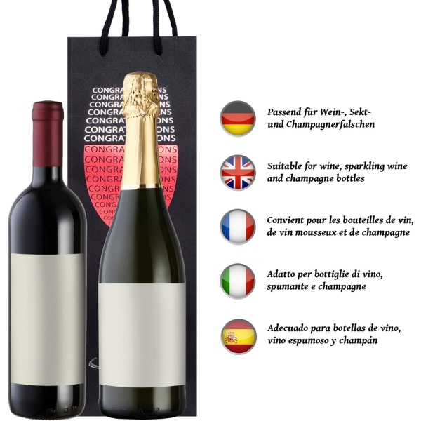 10 flaskpåsar presentpåsar för vin, prosecco och champagne 35 x 11