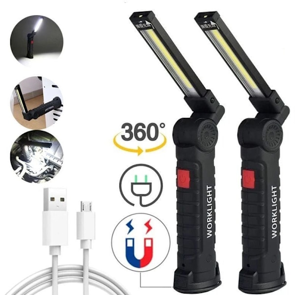 Byggepladslampe 5 stk. COB Arbejdslampe Genopladelig Led Arbejdslampe COB Værkstedslampe Lommelygte Arbejdslampe Led Arbejdslampe med Magnetisk Base