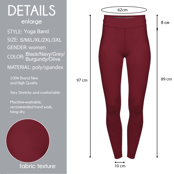 Dam seamless leggings mjuka träningsleggings fitness set yogabyxor hög midja fitnesskläder (Claret)