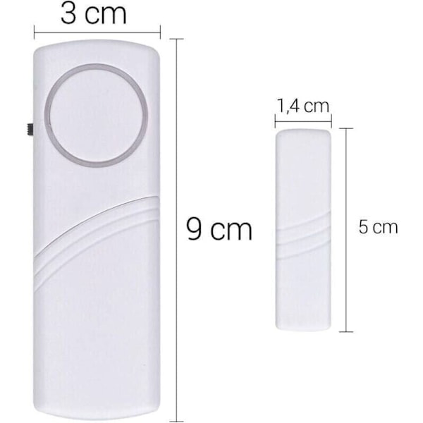 Dörr- och fönsterlarm - Paket med 4 trådlösa inbrottslarm - Hemsäkerhet mot inbrott - Magnetisk funktion - 100 dB