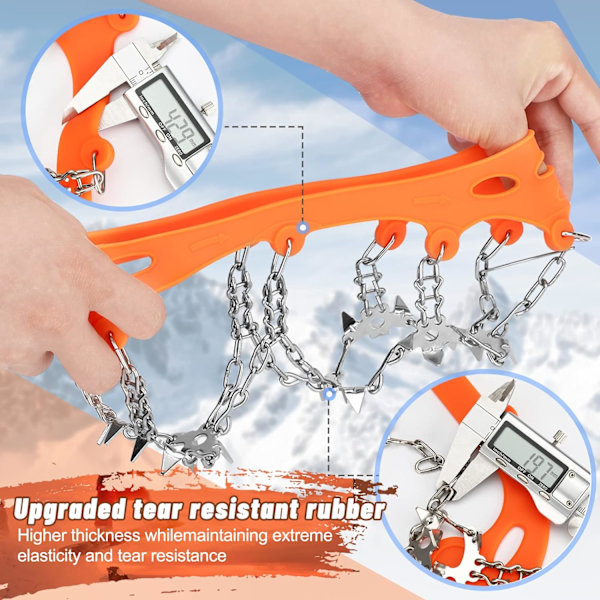 Crampons is og snø - Sklisikre pigger for kvinner, menn og barn - Antiskli 19 rustfrie stålspiker - Sikkerhetsbeskyttelse - Fotturer XL
