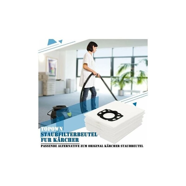 10 støvsugerposer for Karcher WD4 WD5 WD6, egnet for Karcher MV4, MV5, MV6 vann- og støvsuger 2.863-006.0