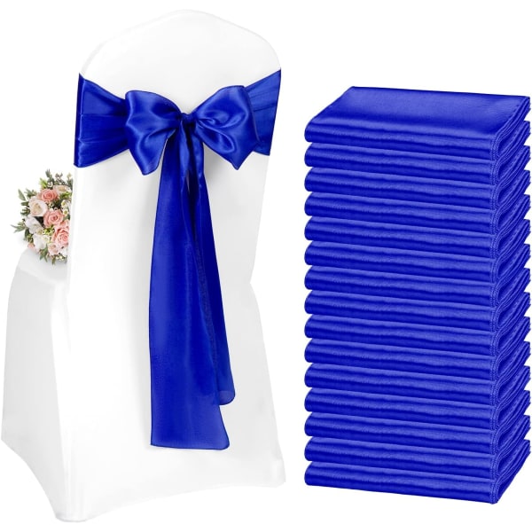20-pack (Royal Blue) Satinstolsbågar för bröllopsmottagning Cha