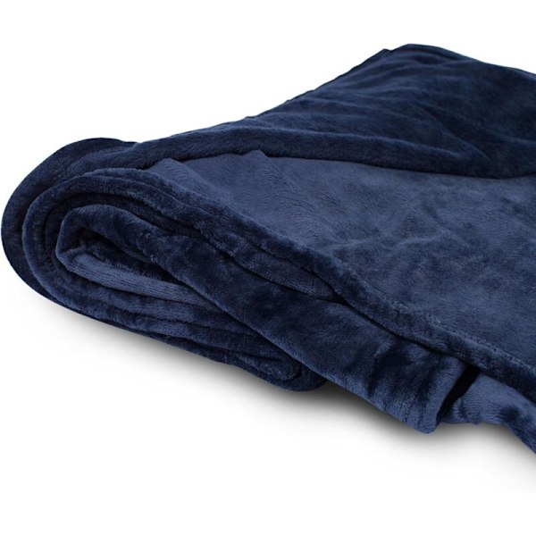 Leverbetræk - Marineblå (blå) - Ultrablødt sofatæppe - Let sofaplaid - Polyester mikrofiber - Nem tur - Seng - 50 x 60 tommer