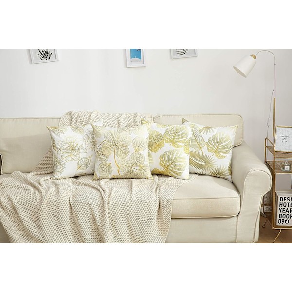 Kuddöverdrag 45x 45cm, Modernt soffkuddfodral Vackra kuddfodral Soffa Bil Heminredningsskydd (Golden Leaves02, Sammet)