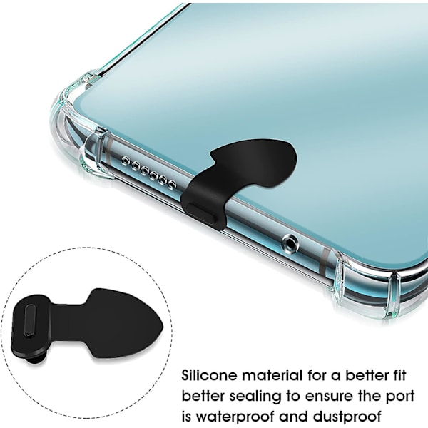 3-pack silikon dammpluggar för USB C-port för mobiltelefon och smartphone i sköldform