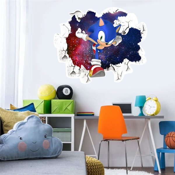 Seinän tarra - Sonic seinän tarra 3D-tarra Sonic Adventure TV-tausta Ikkunan koriste Irrotettava tarra Vinyylitarra 40*50cm