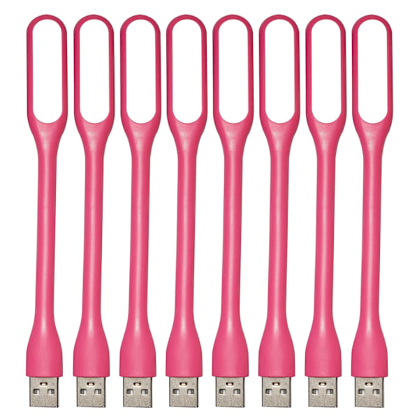 USB LED-lys - bærbar nattlys, kompatibel med powerbank, bærbar PC, lesing, datamaskin-tastatur USB-leselys (8 stk, rosa)