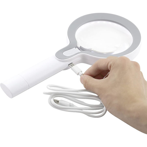 29 LED-berøringssvitsj håndholdt forstørrelsesglass, 10x 25x forstørrelsesglass for lesing, USB-ladingsstil forstørre lang arbeidstid