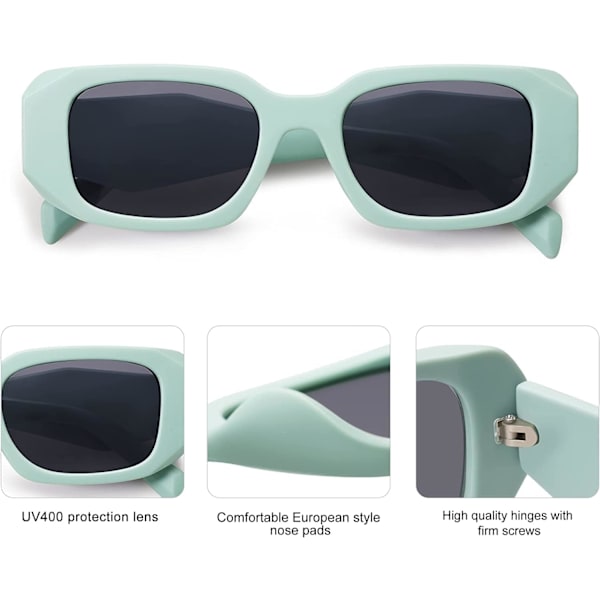 Solbriller til kvinder og mænd Retro 90'er Rektangulære solbriller til kvinder Fashion solbriller Retro Small Square Frame UV400 Beskyttende briller med etui