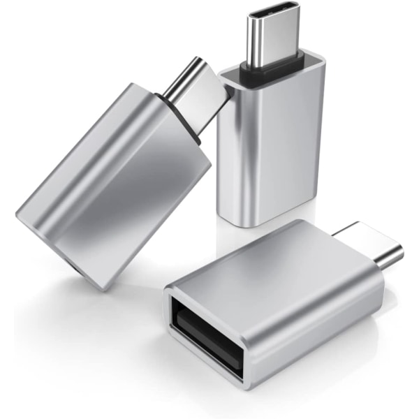 Sølv - 3 Pack USB C Han til USB 3.0 Hun Adapter, Thunderbolt