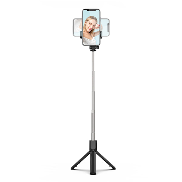 Selfie Stick, 3 i 1 Retractable Selfie Stick Tripod, Bærbar Telefonholder med Aftagelig Trådløs Bluetooth Fjernbetjening til Alle Telefoner og Mere.