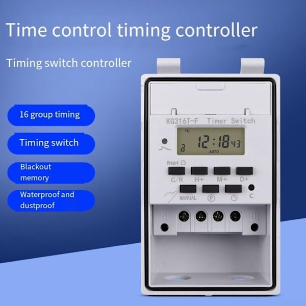 220V Programmerbart Relä Smart Digital LCD Väggtimer med Vattentätt Transparent Skydd