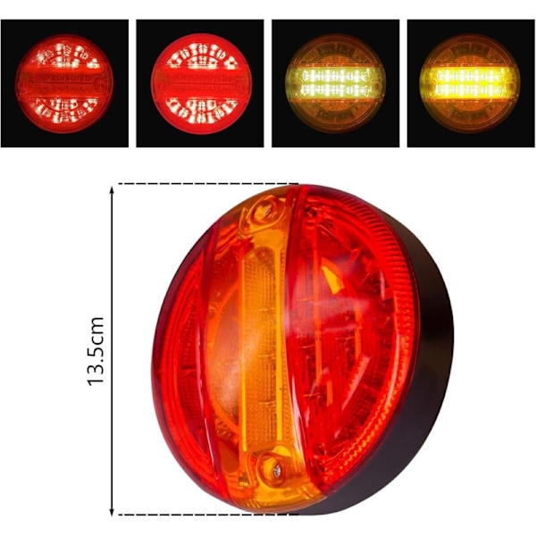 2X 20 LED Baglygter 12/24V Bremseindikatorlampe IP65 Vandtæt Stoplys Til Lastbil Varebil Trailer Campingvogn RV ETC