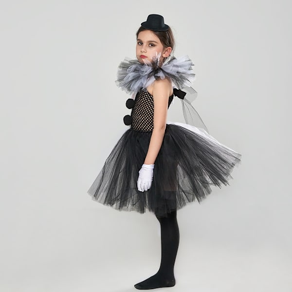 Skräckclown flicka klänning Halloween cos performance kostym clown cosplay tutu kjol (10-12 år gammal)