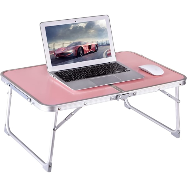 Sammenklappeligt Laptopbord, Morgenmadsbakke, Bærbar Mini Picnicbord Opbevaringsplads Laptopbord Læsestativ (Pink)