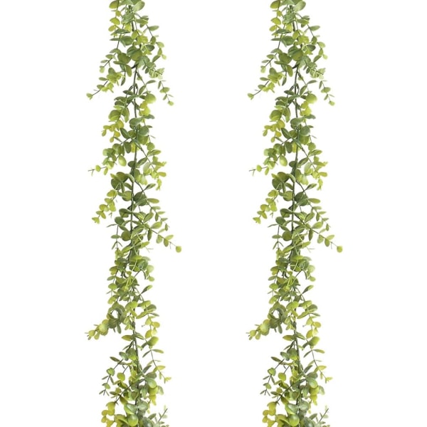 2 pakke 1,8 m kunstige eukalyptuskranser Realistisk hengende vinrankirlander for bryllupsveggdekor