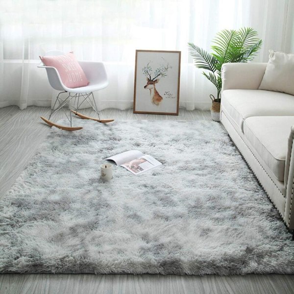 Sovrumsmatta Modern Vardagsrumsmatta Mjuk Fluffig Långhårig Matta Extra Mjuk Bekväm Matta Halkfri Inomhus Fluffig Tjock Matta för Vardagsrum (Grå