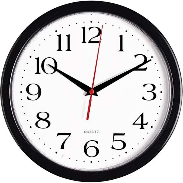 Hiljainen musta seinäkello ilman ICT 10 \"Laatu Laatu Taidot Helppo lukea Balayage-liike Kotiin/Toimistoon/Keittiöön/Kouluun/Kouluun
