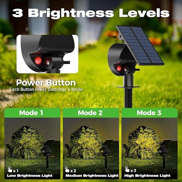 SOLAR SPOT EXTERIÖR Set om 4, SOLAR LAMPA TRÄDGÅRD 53 LED/3 Lägen, justerbar vattentät Lampa SOLAR LJUS Kraftfull för gångvägar [Varmvit]