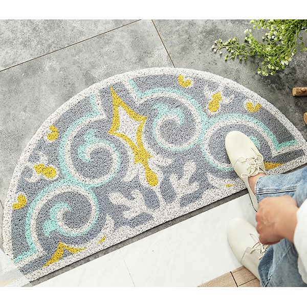 Hög elastisk metallspänne halvrund dörrmatta, slitstark, friktionsbeständig halkfri matta vid hushållens entré, 45*90cm, A05