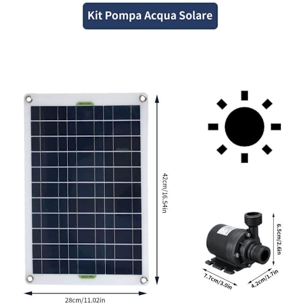 Aurinkovesipumppusarja, 800 l/h aurinkovoimalla toimiva upotettava pumppu 50 W 12 V aurinkopaneelilla, ihanteellinen pieneen lammikkoon, uima-altaaseen, akvaarioon, lintukylpyyn, hydroponiikkaan