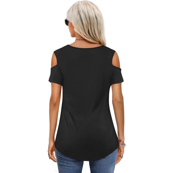 Kort/långa ärmar för damer med kall axel Basic T-tröjor (L)